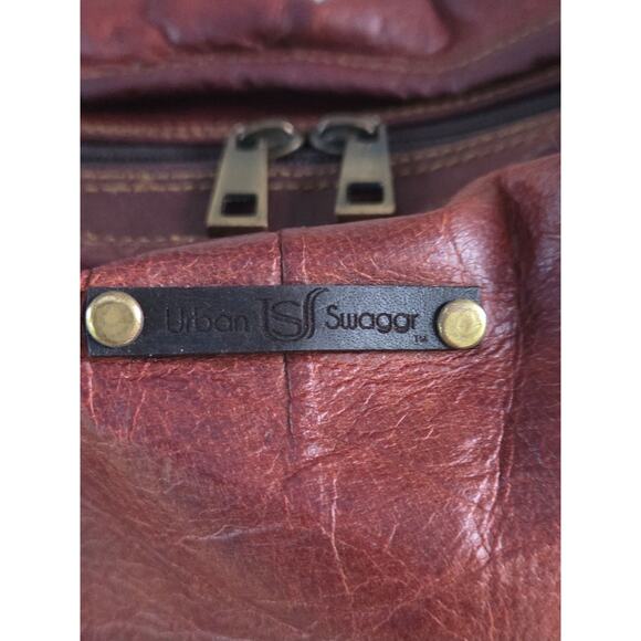 Western Boho Cognac Leather Tote Bag | Distressed Rustic Carryall - Picture 14 of 14